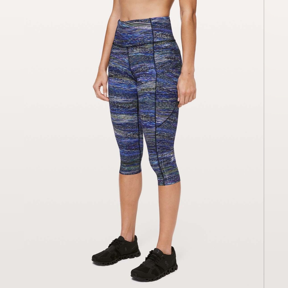 Lululemon Fast and Free Crop II 19" *Nulux Interconnect Blue Multi